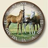 11.5 diam~Yearlings (Horses)~Large Wood Wall Clock