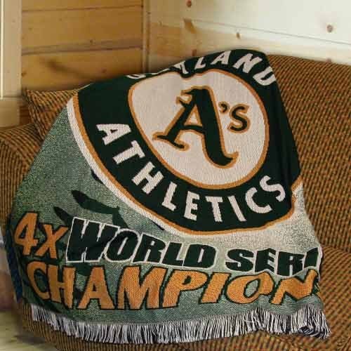 Oakland Athletics 4-Time World Series Champions Woven Throw Blanket
