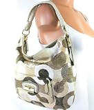 Coach Kristin Op Art Sequin Graphic Shoulder Hobo Bag Tote 14860 Khaki
