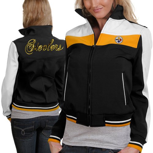 Pittsburgh Steelers Ladies Black Bonded Softshell Full Zip Jacket (X-Large)