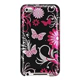 Premium Design Hard Crystal Case Cover for Apple iPod Touch 4G, 4th Generation, 4th Gen - Pink Butterfly Print