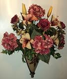 Dusty Rose Hydrangea Wall Sconce Floral Arrangement