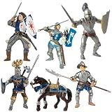 516sblgE3wL. SL160  Papo Blue Lancelot and Knights: Lancelot Blue, War Horse Blue, Gevean Knight Blue, Knight With Crest Blue, Conquistador With Halberd Blue, Armored Blue Knight Set