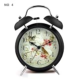 4" Silent Quartz Analog Twin Bell Alarm Clock with Nightlight and Loud Alarm (NO4)