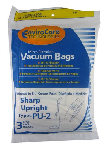 Sharp Type PU-2 Upright HEPA Cloth Vacuum Cleaners Bags - 5 pack - Generic