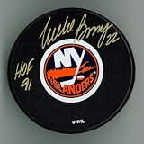 Mike Bossy Autographed Islanders Puck w/ "HOF" #3