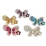 Set of 5 Butterfly Flower Rhinestone Hair Clips Accessory