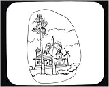 Mouse Pad with black and white , palm trees , temple, Asia, building, landscape, scenery, Thailand, house
