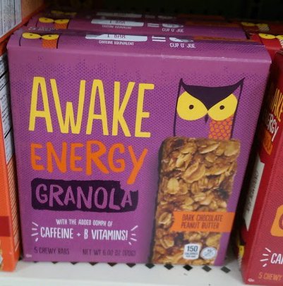Awake Energy Granola Bars Dark Chocolate Peanut Butter 6oz Box