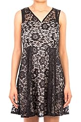 Floral Print Nylon/Polyamide Mesh Lace Pleated Skater Dress 