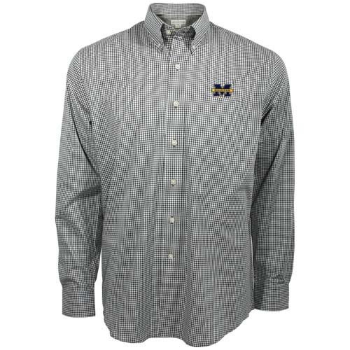 Cutter & Buck Michigan Wolverines Navy Blue Gingham Spirit Button-up Shirt
