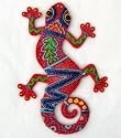 Tropical Gecko Plaque Red / Pink Beach Bathroom Decor