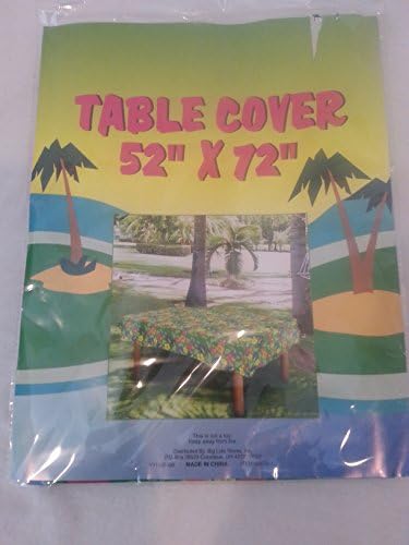 Tropical Plastic Table Cover, Hawaiian Plastic Table Cover, Beach Table Cover, Tropical Flower Table Cover 52 Inches X 72 Inches NWT