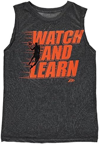Big Boys' "Watch and Learn" Sleeveless Performance T-Shirt - charcoal gray, 14 - 16
