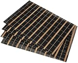 DII Stripe Bamboo Black/Natural Stripe Placemat, Set of 4