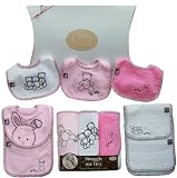 Frenchie Mini Couture Teddy Bear Bib, Burp Cloth and Hooded Bath Towel Gift Set, Girl