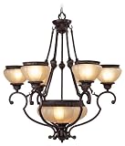 Livex Lighting 8506-47 Rustic Copper Aladdin 8 Light 480W Chandelier with Medium Bulb Base and Hand