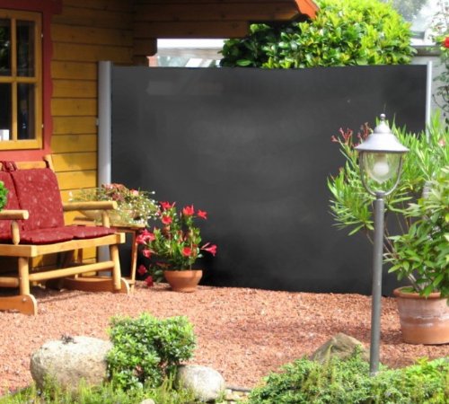 Seitenmarkise Wind- und Sichtschutz 160 cm x 3 m Aluminium anthrazit LECO