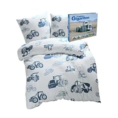Traktor Bettw�sche blau, 135*200/80*80 cm Naturbaumwolle mit RV inkl. Buch