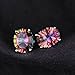 Jewelrypalace Women's Oval Natural Rainbow Mystic Topaz 925 Sterling Silver Stud Earrings