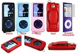 Premium Leather Case with Swivel Belt Clip + Screen Protector for Apple iPod Nano Nano-Chromatic 4th Generation 8 gb 8gb 16 gb 16gb 32 gb 32gb (Nano Chromatic Not Included) + Bonus Young Micro Silicone Skin Shoe Pouch compatible with Nike+ Sensor