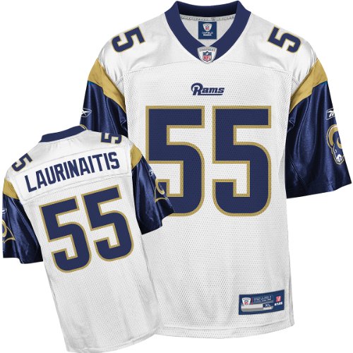 James Laurinaitis Jersey: Reebok White #55 St. Louis Rams Replica Jersey - XX-Large