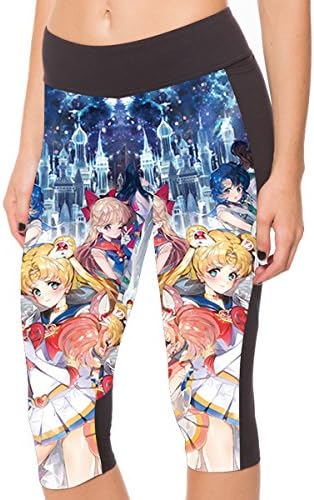 MIIshow Womens Sailor Moon Print Stretch Fitted Capri Leggings