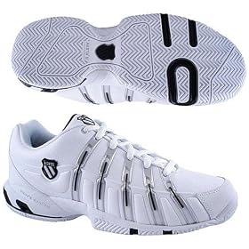 K-Swiss Mens Approach Tennis Shoe (White Black Platinum), Available in Various Sizes by 