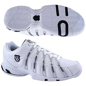 Buy K-Swiss Mens Approach Tennis Shoe (White Black Platinum), Available in Various Sizes