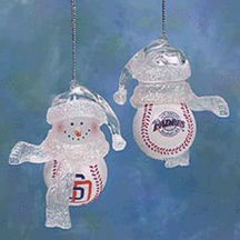 San Diego Padres 2 3/4" Home Run Snowman Acrylic Ornament (Set of 4)