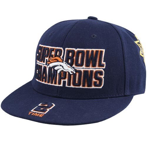 Buy Reebok Denver Broncos Navy Blue Commemorative Super Bowl Champions Fitted Hat by Football Fanatics