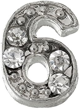 10pcs Floating Charms for Living Locket Number 6 Rhinestone 7x4mm