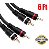 iMBAPrice® PREMIUM 6-Feet Audio Stereo Cable 22AWG Gold Plated 2 RCA M/M Plug Cable 2 M