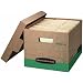 Bankers Box R-Kive 100% Recycled Heavy-Duty Storage Boxes, Letter/Legal, Kraft/Green, 12 Pack (12775)