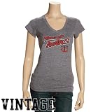 Minnesota Twins Ladies Dark Ash Name V-Neck T-shirt