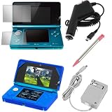 pink lights for cars-GTMax Dark Blue Silicone Soft Skin Case + Clear LCD Screen Protector + Black Car Charger + Flip Home Wall Charger + Light Pink Restractable Metalic Stylus for Nintendo 3DS