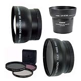 Telephoto & Wide Angle Lens + 3 Filters Plus CANON OEM LAH-DC20 for Canon S2 IS S3 IS S5 IS