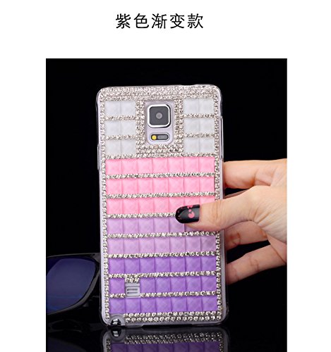 ACC5Star(TM) New Stylish Bling Diamante Diamond Crystal Silver Chain Clear Case Cover Skin for Samsung Galaxy Note 4 + High Quality Random Color Stylus + 10*15 Cm Green Soft Clean Cloth with Logo - Purple White