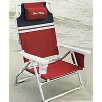 Nautica RED Nautica Light Weight 5 Position Aluminum Beach Chair with Neck Pillow