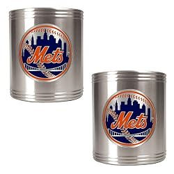 New York Mets MLB 2pc Stainless Steel Can Holder Set- Primary Logo by Great American Products