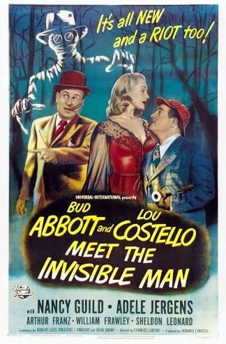 Unframed canvas prit poster Abbott &amp; Costello Meet the Invisible Man Movie C Bud AbbottLou CostelloNancy GuildAdele JergensSheldon LeonardWilliam Frawley 24x36inch(60x90cm)