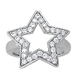 14K White Gold Diamond Star Ring - 0.45 Ct.