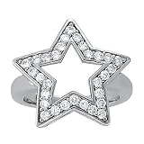 14K White Gold Diamond Star Ring - 0.45 Ct.