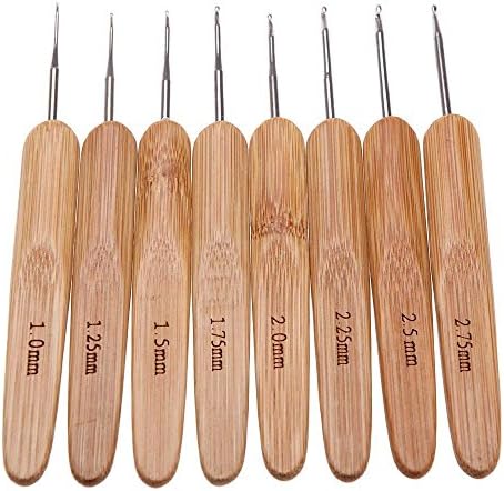 PeterLong 8pcs/Set Metal Crochet Hook Carbonized Bamboo Handle Knit Knitting Needle 1.0-2.75mm
