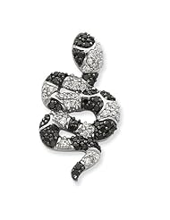 Sterling Silver Black & White Cz Snake Pendant