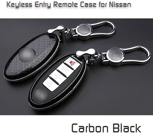 Black Carbon Fiber Pattern Hard Shell Keyless Remote Entry Case Keychain Holder for Nissan