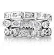 Sterling Silver Cubic Zirconia CZ Stackable 3 Half-Eternity Rings Set - Ideal Gift For Mother, For Her, Birthday, Anniversary, Bridal, Wedding, Engagement