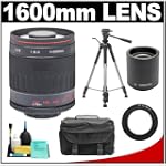 Vivitar 800mm f/8.0 Series 1 Multi-Coated Mirror Lens with 2x Teleconverter (=1600mm) + Tripod + Case + Accessory Kit for Panasonic / Olympus Evolt E-30, E-300, E-330, E-410, E-420, E-450, E-500, E-510, E-520, E-600, E-620, E-1, E-3 Digital SLR Cameras