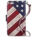 True Color Case Compatible with iPhone 6s Plus Wallet Case, HD Printed Vintage American Flag Wristlet Purse Clutch + Wrist Strap Card Slots & I.D Window Magnetic Closure Stand