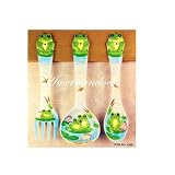Ceramic Frog 16 Kitchen Spoon Fork and Ladel..Wooden Spice rack also available! by Housewares